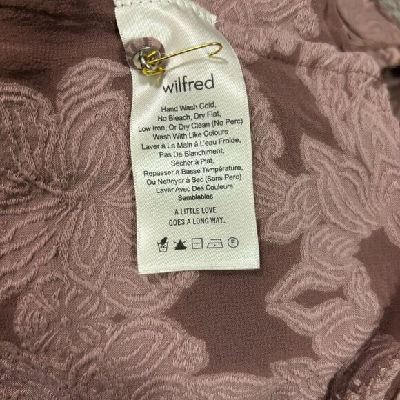 Wilfred Aritzia Lourdes Floral Embroidered Long Sleeve  Mauve Blouse Size M - Picture 8 of 10
